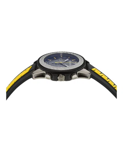 Versace Greca Action Chrono Silicone Watch In Black