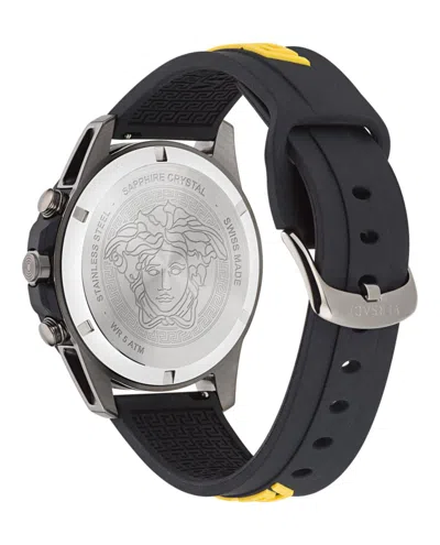 Versace Greca Action Chrono Silicone Watch In Black