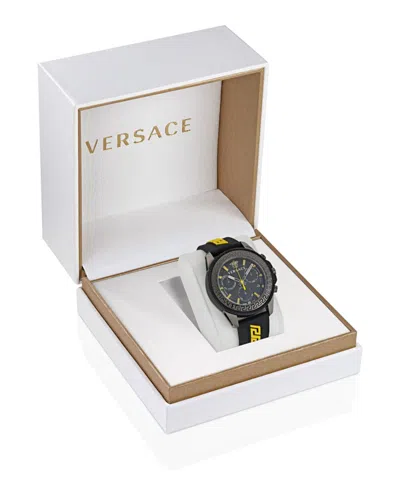 Versace Greca Action Chrono Silicone Watch In Black