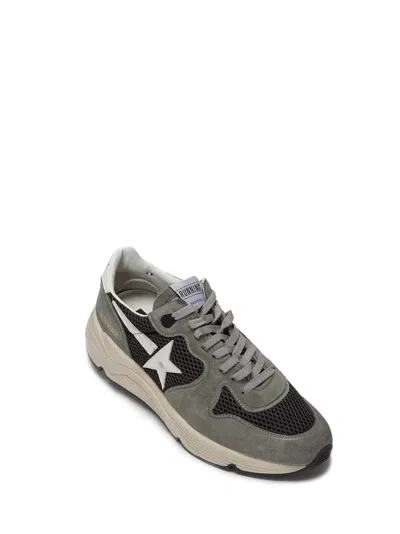 Golden Goose Running Sole In Green Suede With White Leather Star And Heel