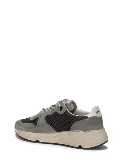 Golden Goose Running Sole In Green Suede With White Leather Star And Heel