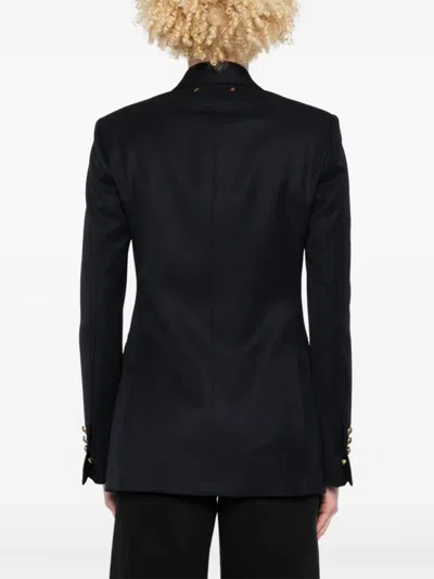 Golden Goose Navy Blue Double-breasted Jacket With Flap Pockets In Black