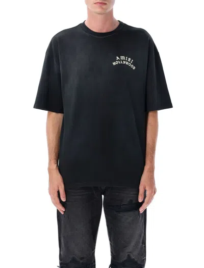 Amiri Hollywood Graphic Oversized T-shirt With Ribbed Crew Neck In Black