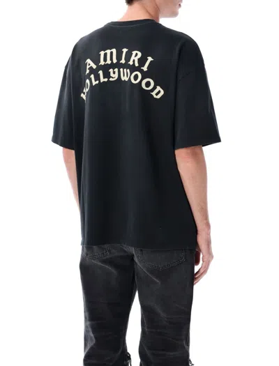 Amiri Hollywood Graphic Oversized T-shirt With Ribbed Crew Neck In Black