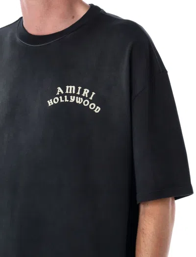 Amiri Hollywood Graphic Oversized T-shirt With Ribbed Crew Neck In Black