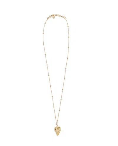 Philipp Plein Gold-plated Crowned Skull Necklace With Preciosa Crystals In Gold