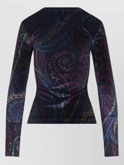Etro Long-sleeved Fitted Top With Vibrant Paisley Pattern