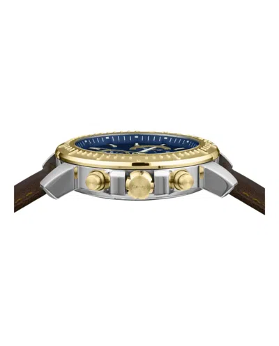 Versace New Chrono Strap Watch In Brown