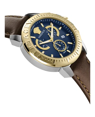 Versace New Chrono Strap Watch In Brown