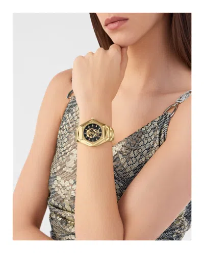 Philipp Plein Women's Skull Spikes Gold Ion Plated Stainless Steel Bracelet Watch 40mm In Gold