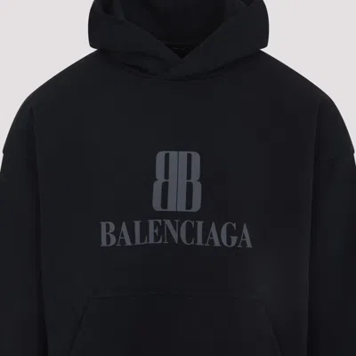 Balenciaga Black Hoodie With Fixed Hood And Logo Lettering On The Front In Cotton Man In Black