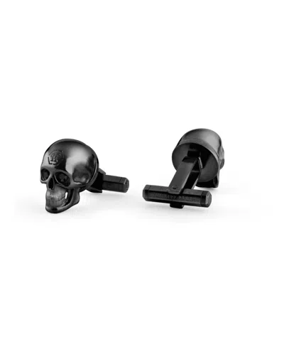 Philipp Plein Skull Design Black Cufflinks With Distinctive Finish In Black