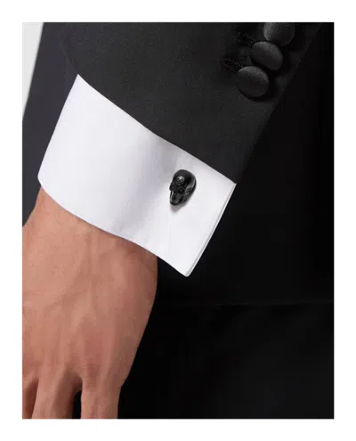 Philipp Plein Skull Design Black Cufflinks With Distinctive Finish In Black