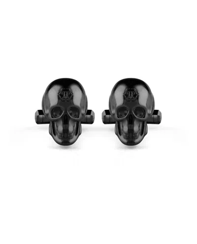 Philipp Plein Skull Design Black Cufflinks With Distinctive Finish In Black