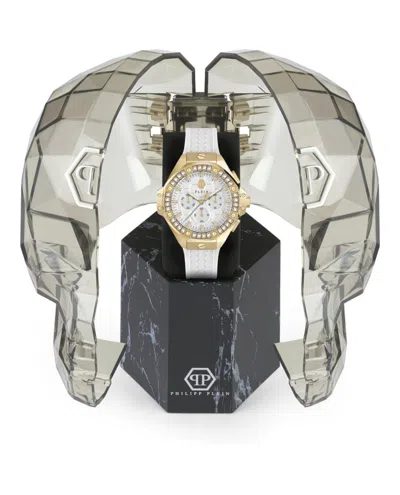 Philipp Plein Unisex Chronograph White Silicone Strap Watch 42mm In White