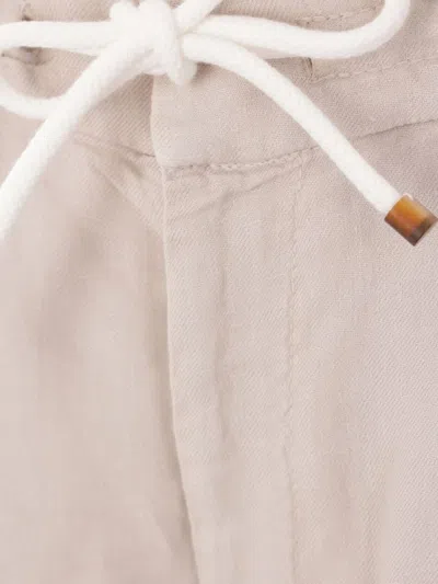 Brunello Cucinelli Relaxed-fit Linen Shorts With Adjustable Drawstring Waist In Pink