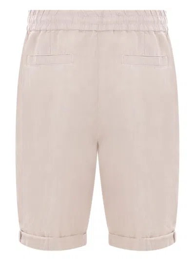 Brunello Cucinelli Relaxed-fit Linen Shorts With Adjustable Drawstring Waist In Pink
