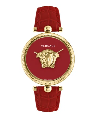 Versace Palazzo Empire Strap Watch In Red