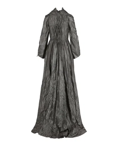 Bottega Veneta Grommet Detailed Maxi Dress In Gray