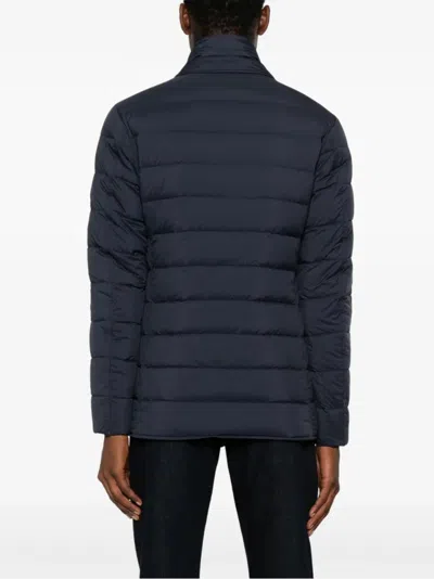 Herno Quilted Lightweight Down Coat With High Collar In Blue