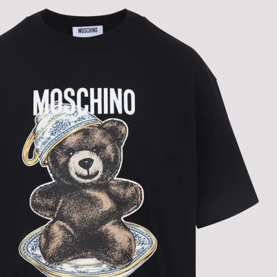 Moschino Black Cotton T-shirt With Playful Bear Graphic In Black