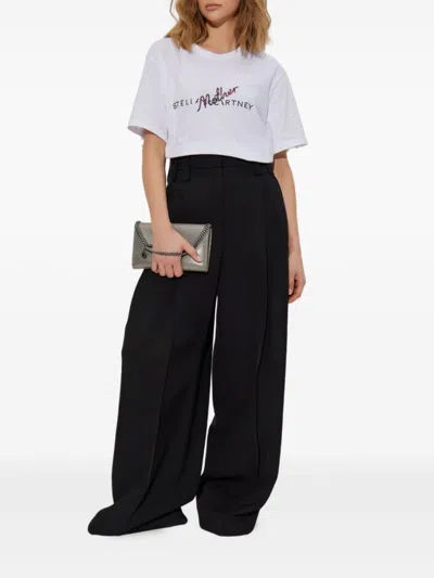 Stella Mccartney Crew Neck T-shirt With Logo Print And Sequin Detail In White
