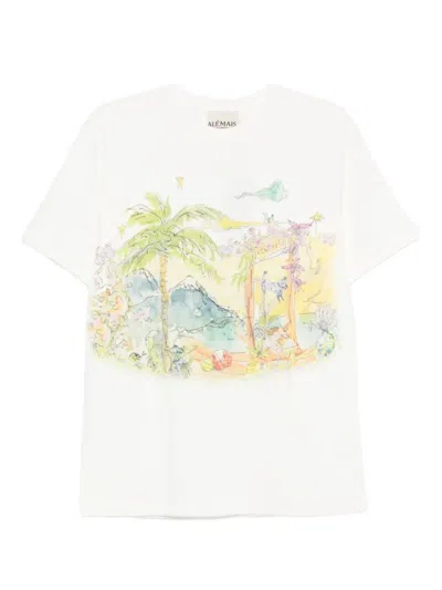 Alemais Graphic-print T-shirt With Relaxed Fit And Tropical Design