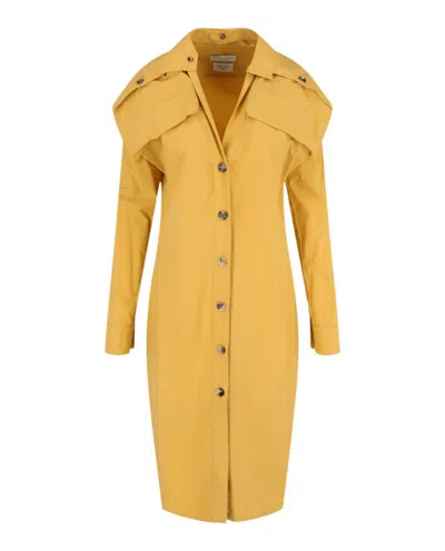 Bottega Veneta Fitted Shirt Dress With Collared Neckline And Oversized Pockets