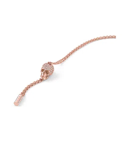 Philipp Plein Sliding $kull Crystal Cable Chain Necklace In Gold