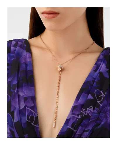 Philipp Plein Sliding $kull Crystal Cable Chain Necklace In Gold
