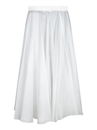 Blanca Vita Pleated White Midi Skirt In Lightweight Muslin In White