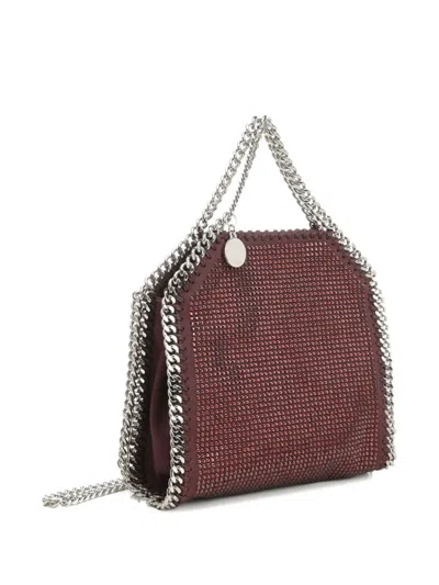 Stella Mccartney Falabella Tiny Bag Crystal Hotfix On Alter Suede Crossbody Bags Bordeaux