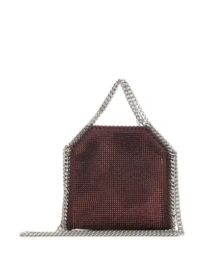 Stella Mccartney Falabella Tiny Bag Crystal Hotfix On Alter Suede Crossbody Bags Bordeaux