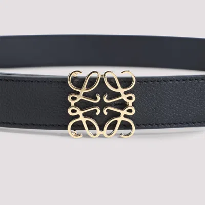 Loewe Calfskin Leather Belt With Intricate Gold-tone Buckle In Black