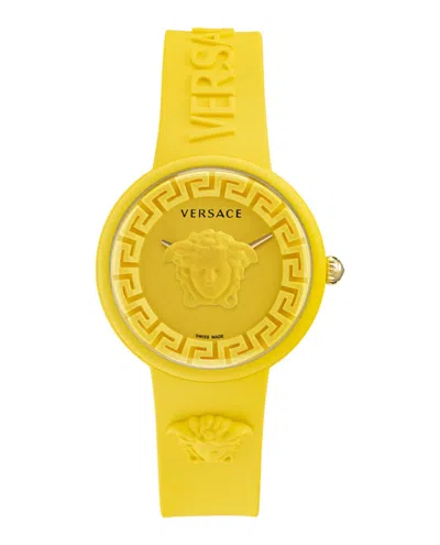 Versace Medusa Pop Silicone Watch In Yellow
