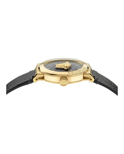 Versace Medusa Infinite Leather Watch In Black