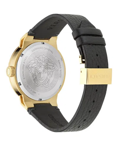 Versace Medusa Infinite Leather Watch In Black