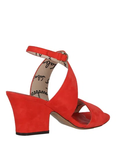 Ferragamo Sheena Suede Heel Sandals In Red