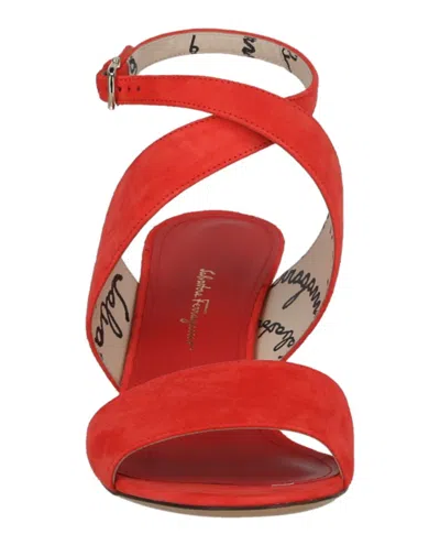 Ferragamo Sheena Suede Heel Sandals In Red