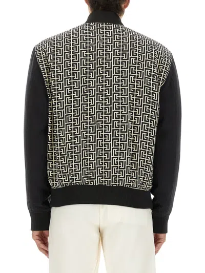 Balmain Monogrammed Varsity Jacket With Patches