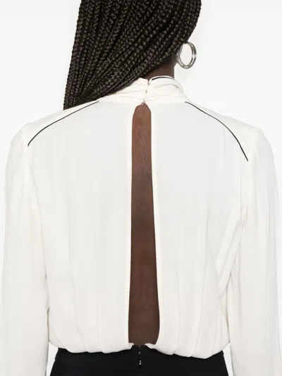 Elisabetta Franchi Elegant White Overall With Tie Neck