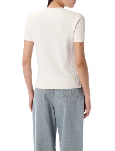 Fendi Ff Knit T-shirt With Tonal Motif