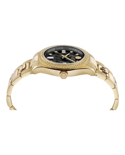 Philipp Plein Queen Crystal Watch With Black Guilloche Dial In Gold