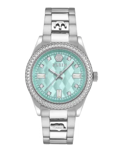 Philipp Plein 38mm Stainless Steel Watch With Blue Guilloche Dial In Metallic