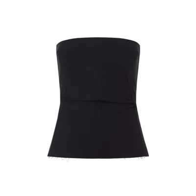 Rick Owens Strapless Black Top With Fitted Bodice And Flared Hem In Black