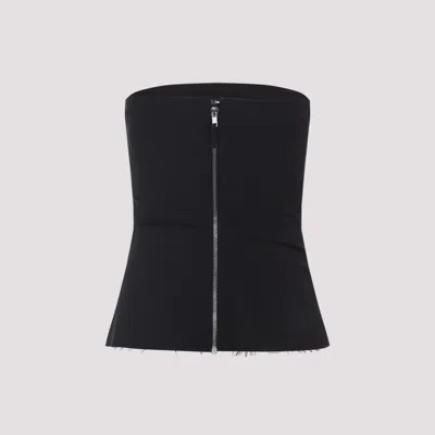 Rick Owens Strapless Black Top With Fitted Bodice And Flared Hem In Black
