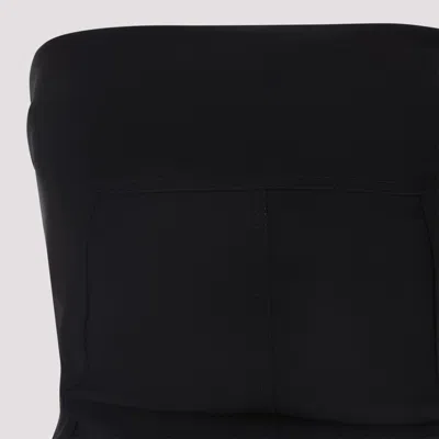 Rick Owens Strapless Black Top With Fitted Bodice And Flared Hem In Black