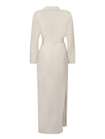 Blanca Vita Beige Maxi Dress With Classic Collar And Matching Belt