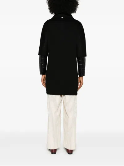 Herno Wool Outerwear Coat With Minimalist Design In Black