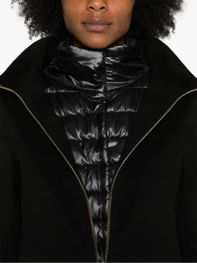 Herno Wool Outerwear Coat With Minimalist Design In Black